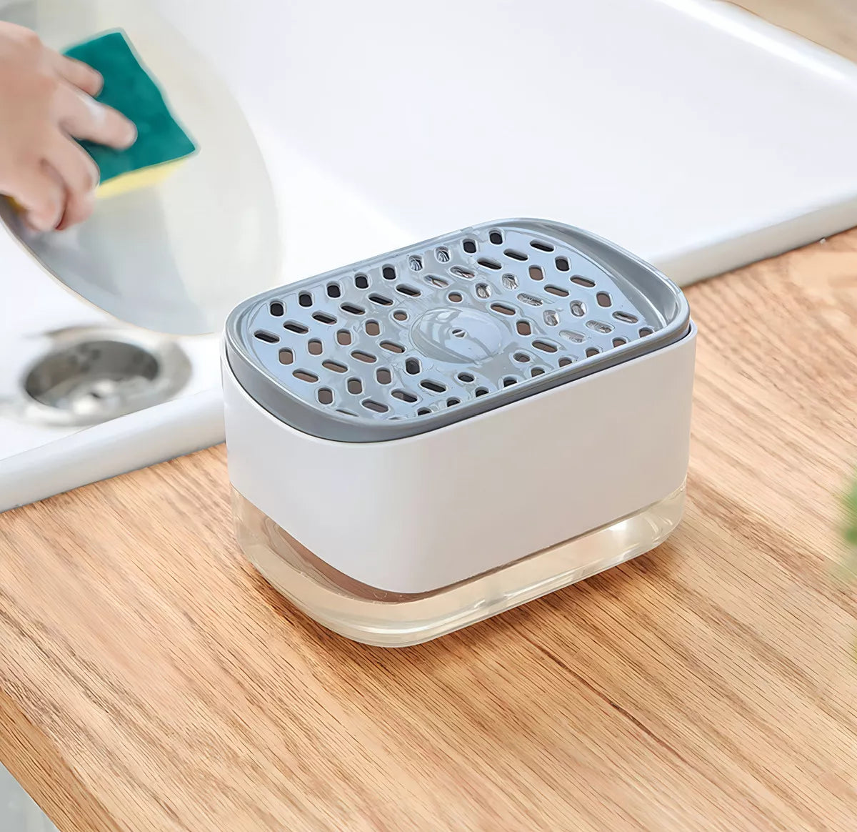 PORTA ESPONJA CON DISPENSER DE JABON