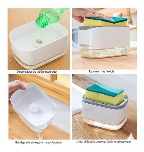 PORTA ESPONJA CON DISPENSER DE JABON