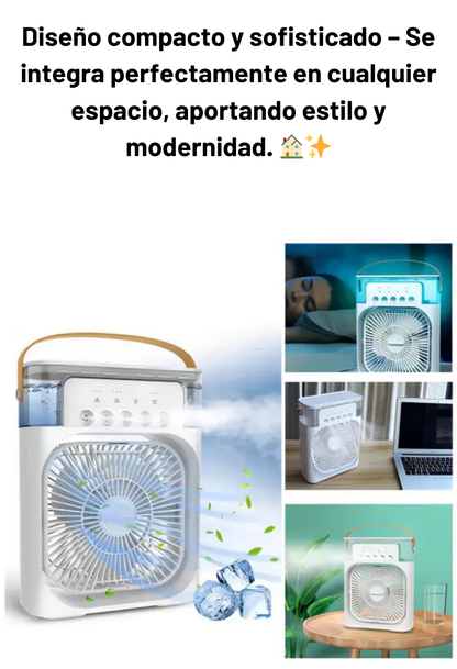 MINI AIRE PORTATIL 3 EN 1 – ENFRÍA, HUMIDIFICA Y REFRESCA
