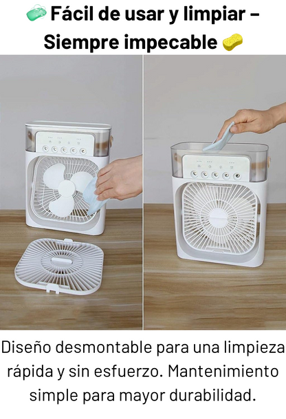 MINI AIRE PORTATIL 3 EN 1 – ENFRÍA, HUMIDIFICA Y REFRESCA