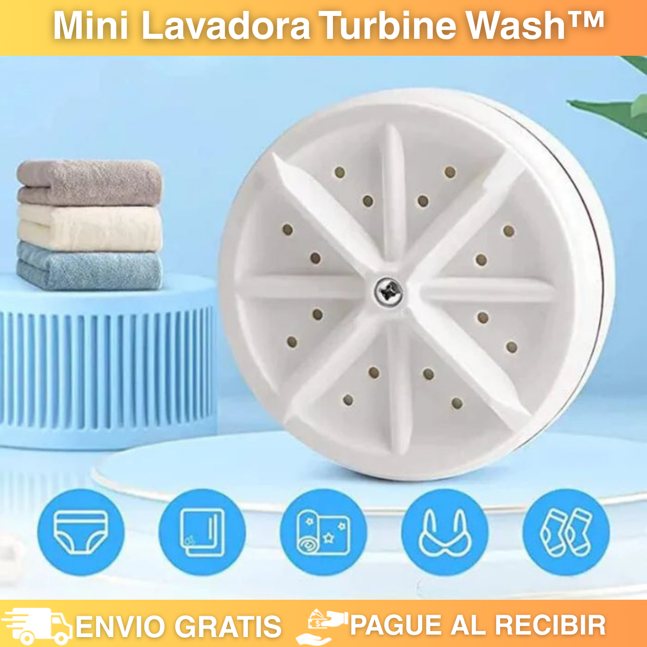 💧TURBINE WASH™ – Tu Lavadora Portátil, Fácil y Rápida en Cualquier Recipiente