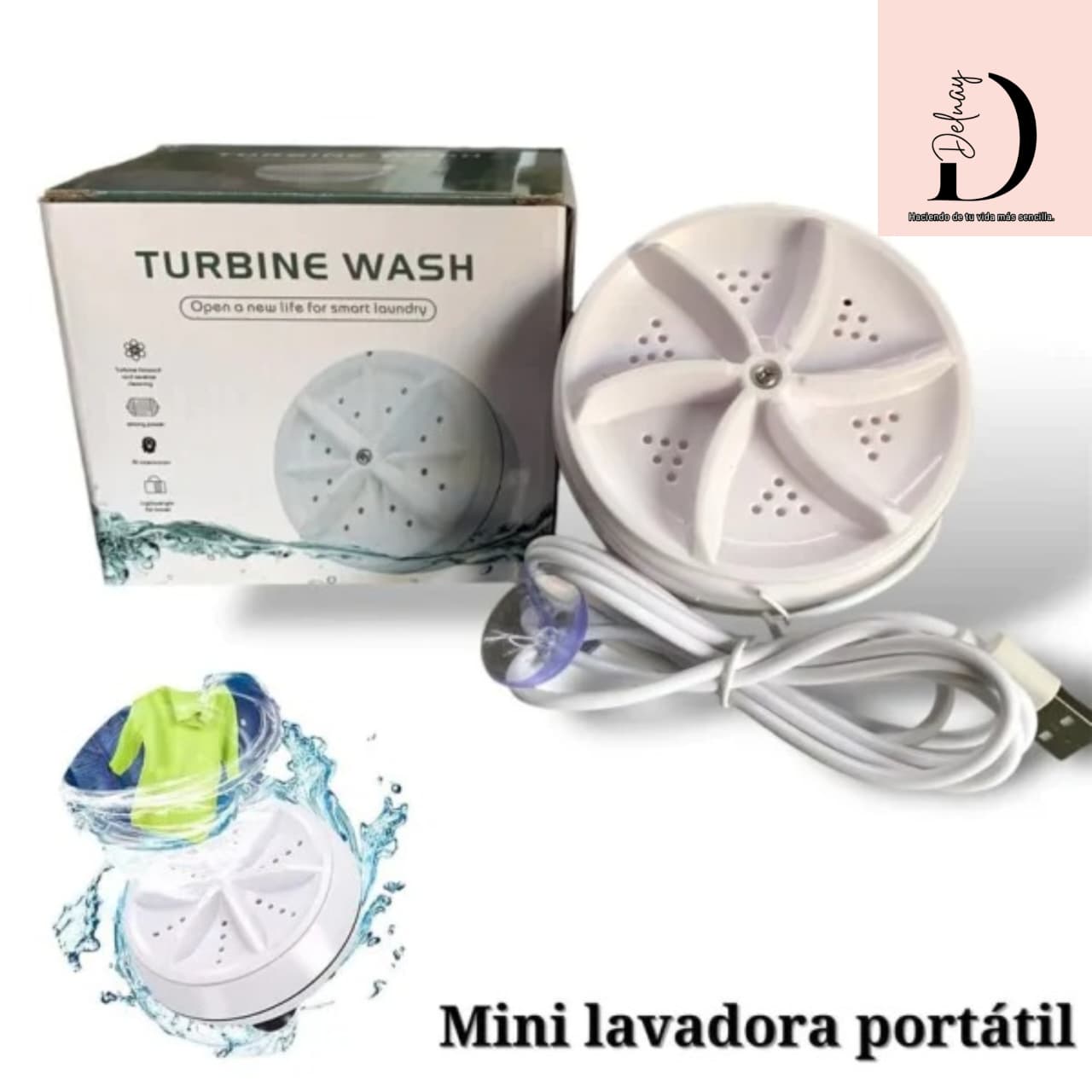 💧TURBINE WASH™ – Tu Lavadora Portátil, Fácil y Rápida en Cualquier Recipiente