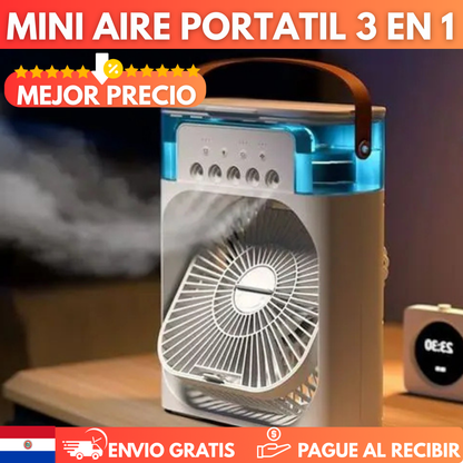 MINI AIRE PORTATIL 3 EN 1 – ENFRÍA, HUMIDIFICA Y REFRESCA