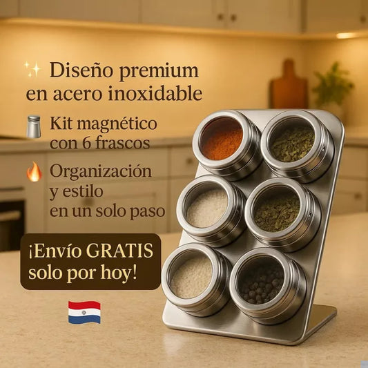 Porta Condimentos Magnético de Inox  6 pzas 🚨ÚLTIMAS UNIDADES 🚨
